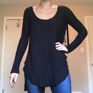 Free People Black Ventura Long Sleeve Thermal